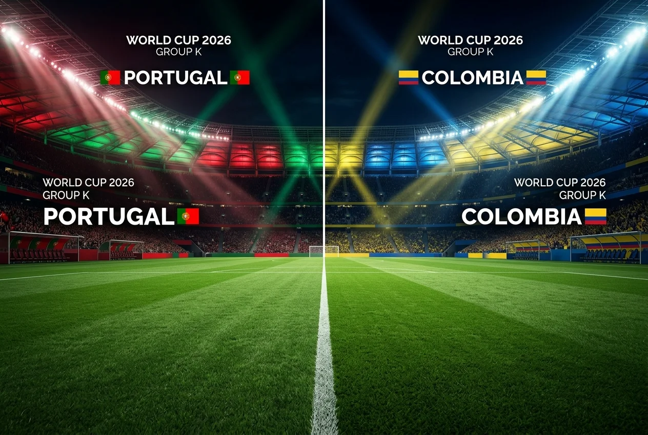 Visual preview of Portugal versus Colombia World Cup 2026 Group K showdown